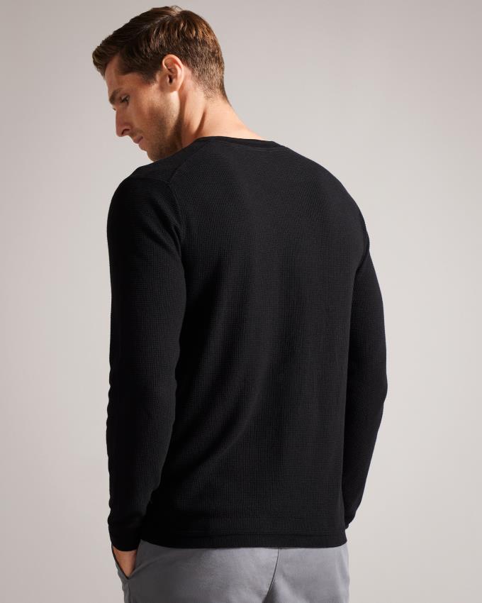 Pull Ted Baker Textured Crew Neck Noir Homme | XDV-64037019